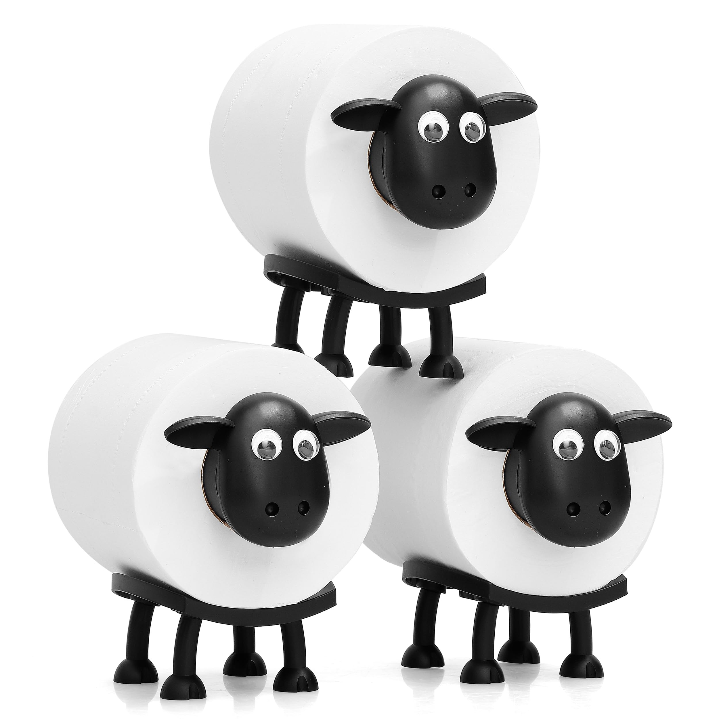 VELENTI Sheep Toilet Roll Holder, Free Standing Bathroom Set, 3D Printed, Funny Hilarious Black S... | Amazon (US)