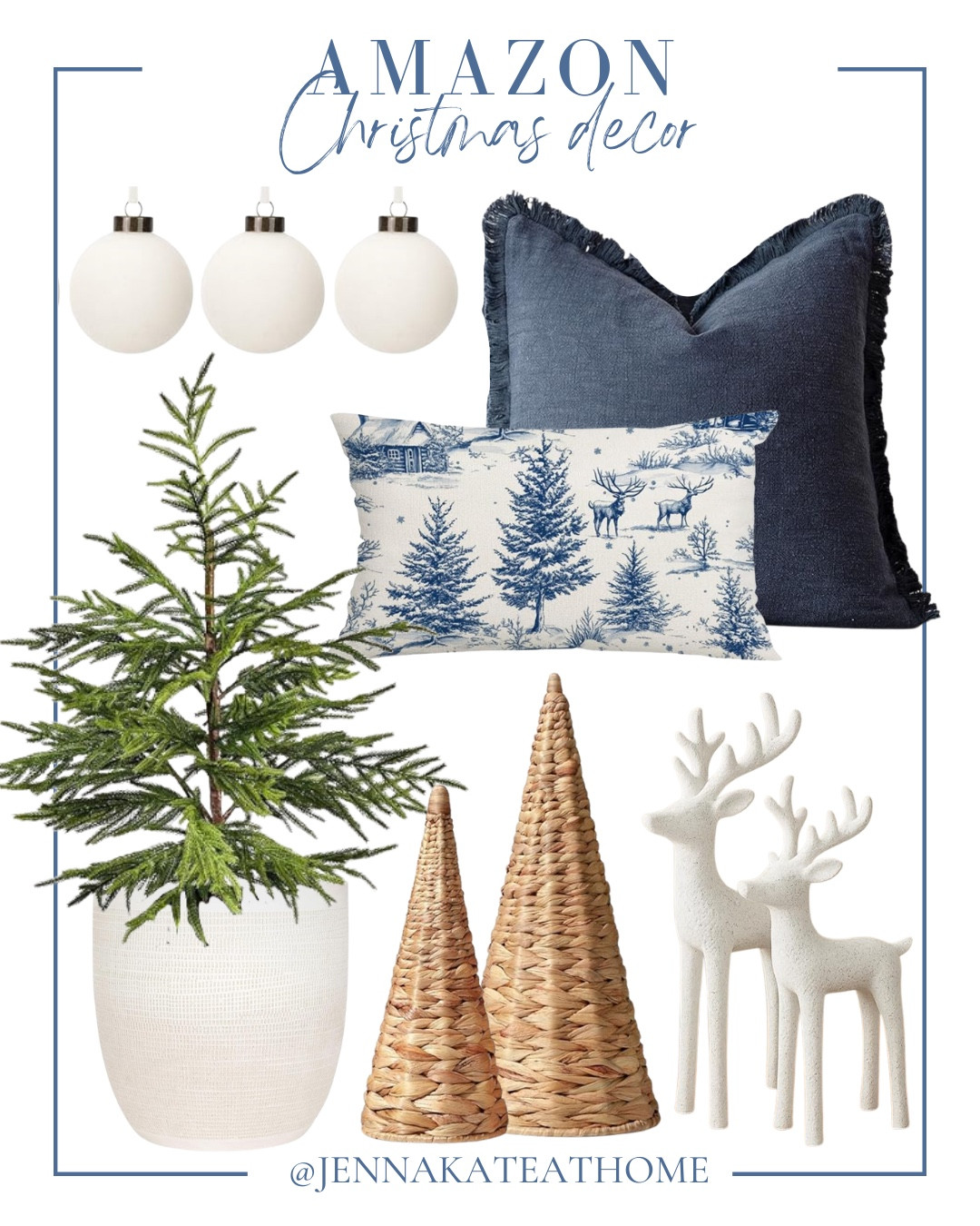 Amazon Christmas decor includes throw pillows, planter, small real touch tree, reindeer, rattan trees, and ornaments.

Christmas decor, coastal Christmas, holiday decor

#LTKHoliday #LTKSeasonal #LTKHome