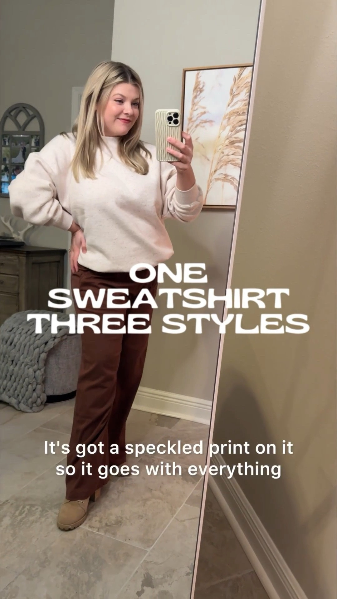 It’s the perfect sweatshirt! 

• Fleece on the inside so it’s cozy. 
• Speckled, colorful print so it goes with everything. 
• Crew neck fit
• Affordable and good quality. 

FIND IT AT DICK’S SPORTING GOODS 🫶🏼

#LTKMidsize #LTKFindsUnder50 #LTKootd