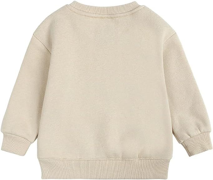 RUKOSU Toddler Baby Boy Girl Fleece Pullover Sweatshirt Solid Color Crewneck Blouse Shirt Tops Warm  | Amazon (US)