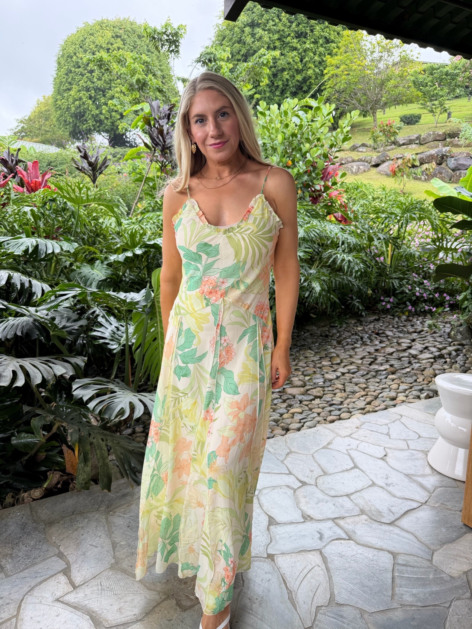 Stunning floral dress for a tropical vacation, Costa Rica  chic.  Not too long for petites

#LTKTravel #LTKOver40 #LTKPetite