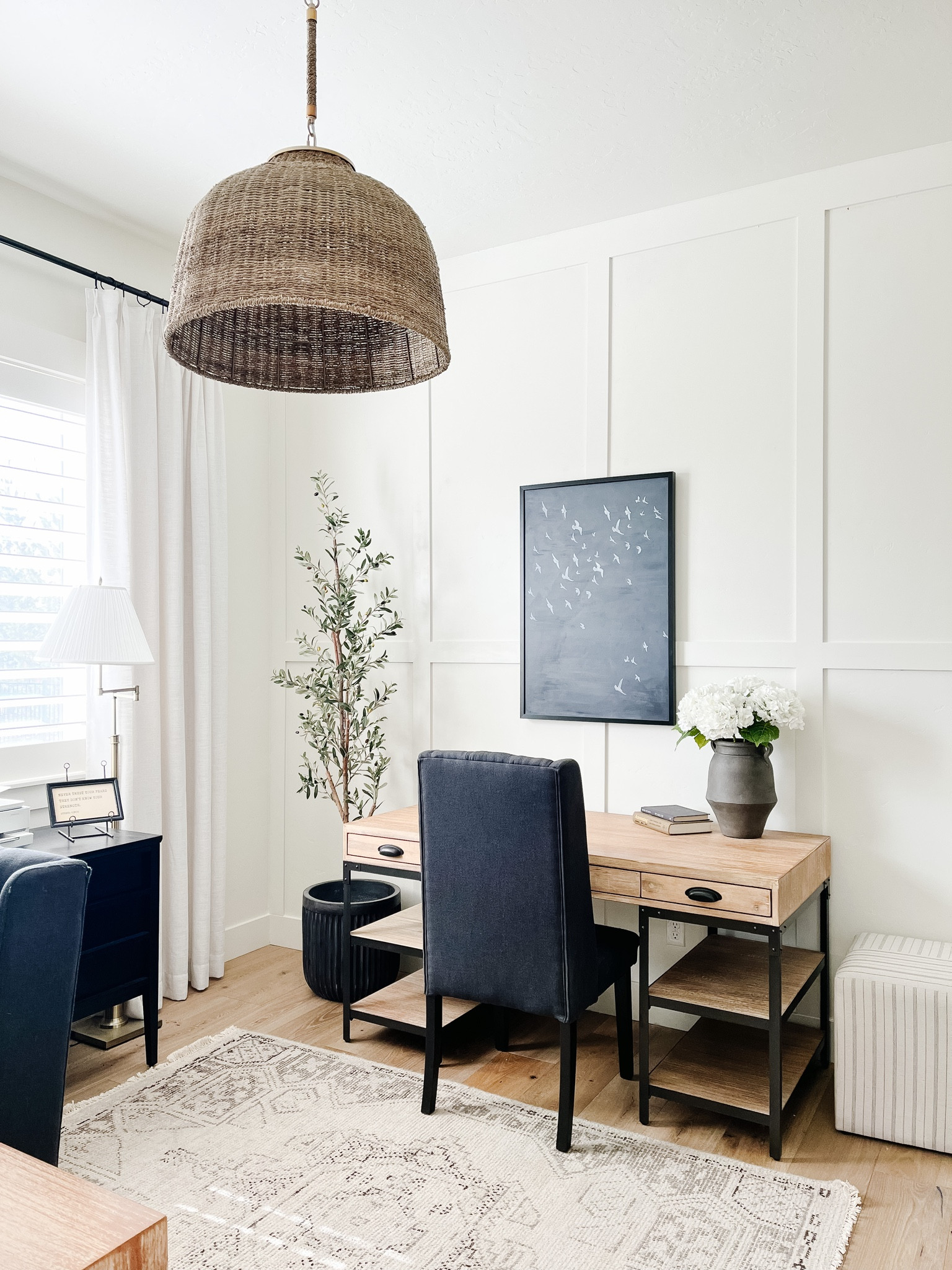 Home office 
Rattan light, vase, hydrangeas 

#LTKhome #LTKstyletip #LTKFind