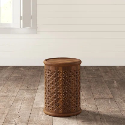 Dakota Fields Ewan Solid Wood Drum End Table | Wayfair North America
