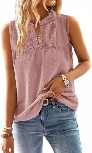Falechay Womens Summer Tops V Neck Blouses for Women Boho Clothing Dressy Casual Flowy Lace Sleev... | Amazon (US)