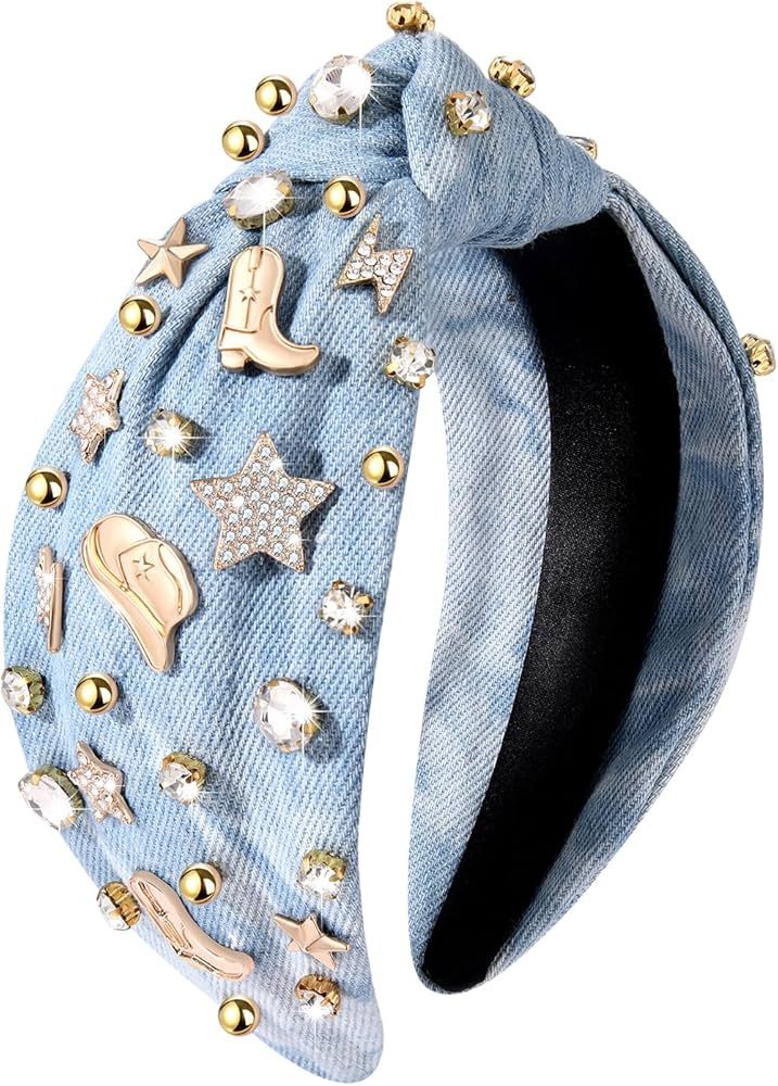 MOLOCH Western Headband Cowgirl Headband for Women Cowboy Boot Hat Stars Knotted Headband Crystal... | Amazon (US)