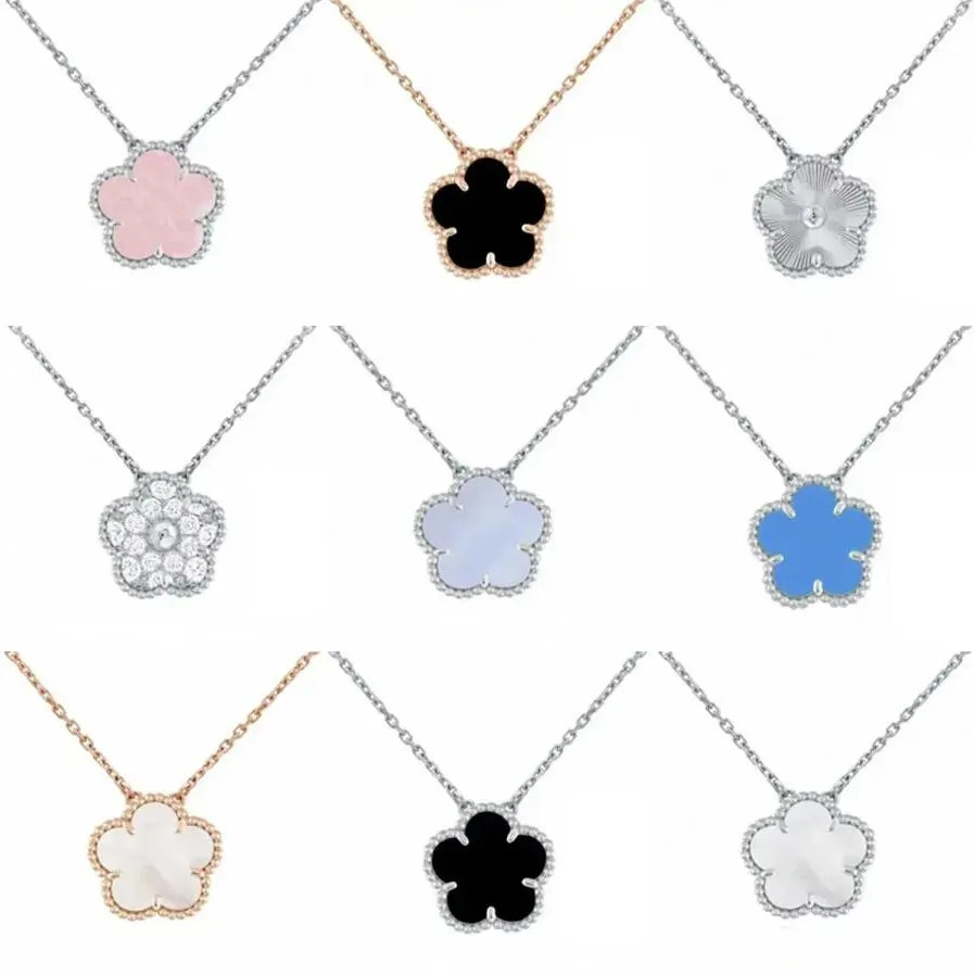 Four Leaf Necklaces Clover Jewelry Flower Necklace 18K Gold Silver Rose Plate Agate Diamond Fashi... | DHGate