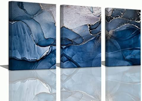 Wall Art for Bedroom - Blue Abstract Bathroom Decor Modern Art Wall Decor Abstract Artwork for Ho... | Amazon (US)
