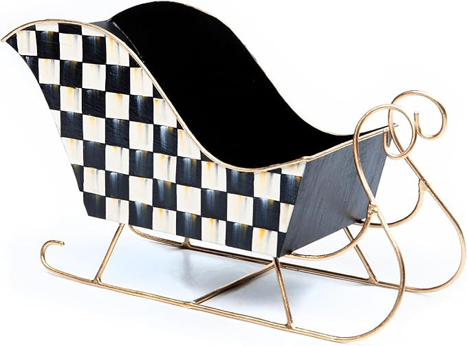 MACKENZIE-CHILDS Courtly Check Tin Sleigh, Christmas Tabletop Sled Decor | Amazon (US)