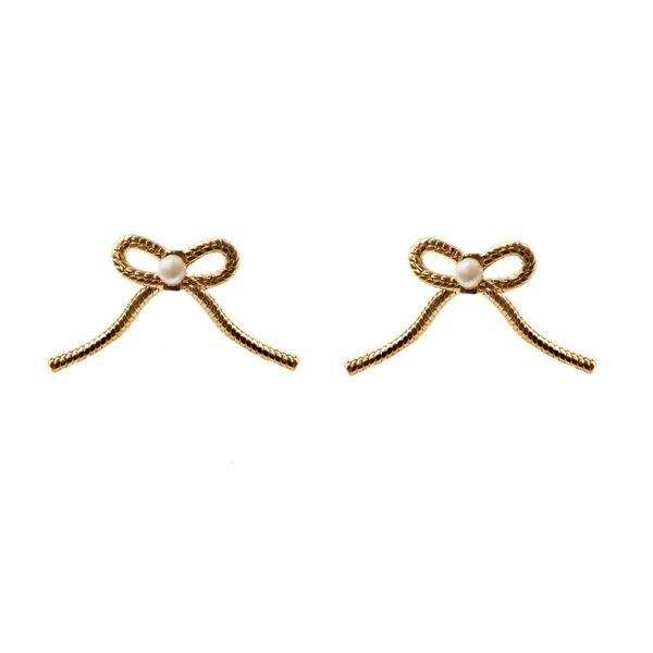 Bow Stud Earrings, Gold | The Avenue
