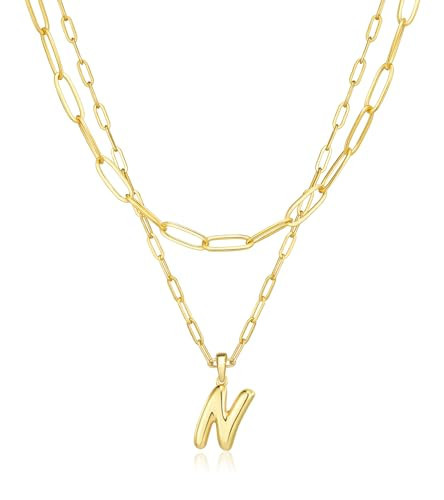 adoyi Dainty Heart Initial Necklaces 14K Gold Plated Layered Letter A-Z Pendant Necklace Stack Tr... | Amazon (US)