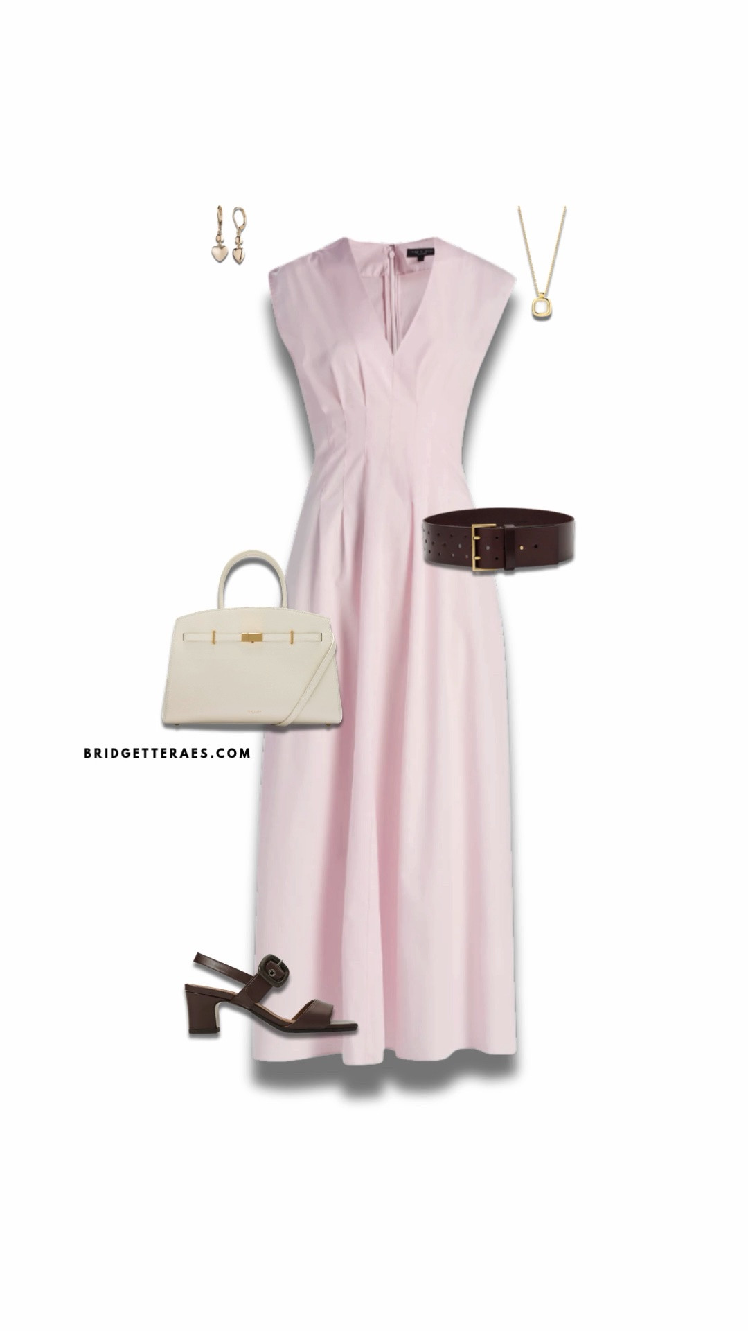 This outfit is the epitome of feminine sophistication, blending soft romance with timeless elegance in a way that feels effortlessly polished. The blush pink maxi dress creates a graceful, elongated silhouette, while the structured shoulders, subtle draping, and tailored waist detailing add architectural interest and refinement. Its delicate pastel hue feels fresh and modern, offering a softer alternative to traditional neutrals while maintaining an elevated presence. Rich espresso-brown accessories provide beautiful contrast, from the statement belt that defines the waist to the sleek block-heel sandals that add both comfort and sophistication. The structured ivory handbag brings a touch of quiet luxury, balancing the palette and enhancing the overall sense of refinement. Finished with delicate gold jewelry, this look is ideal for spring celebrations, garden parties, bridal events, elegant dinners, or any occasion where you want to look polished without feeling overdressed. It’s a perfect example of how soft colors, thoughtful tailoring, and classic accessories can create a look that feels both graceful and incredibly confident.

#LTKgrwm #LTKootd #LTKWorkwear