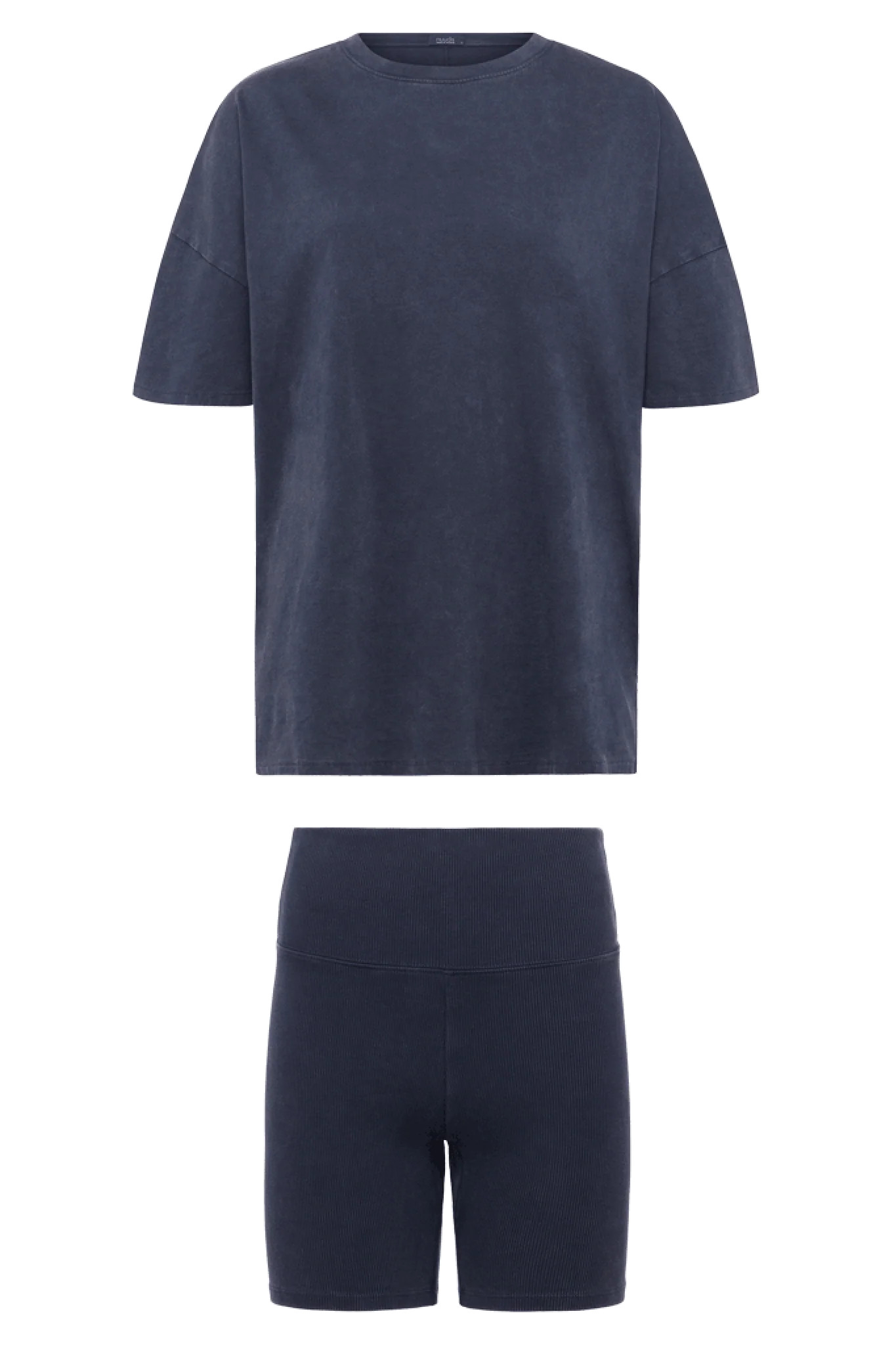 Ribbed Biker Short Set | Washed Navy | Nuuds US