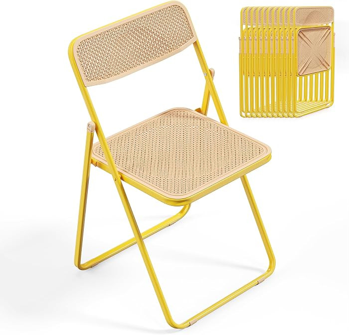 VINGLI Folding Chair Modern Iron Frame Accent with Woven Texture Panel, Space-Saving Design for P... | Amazon (US)