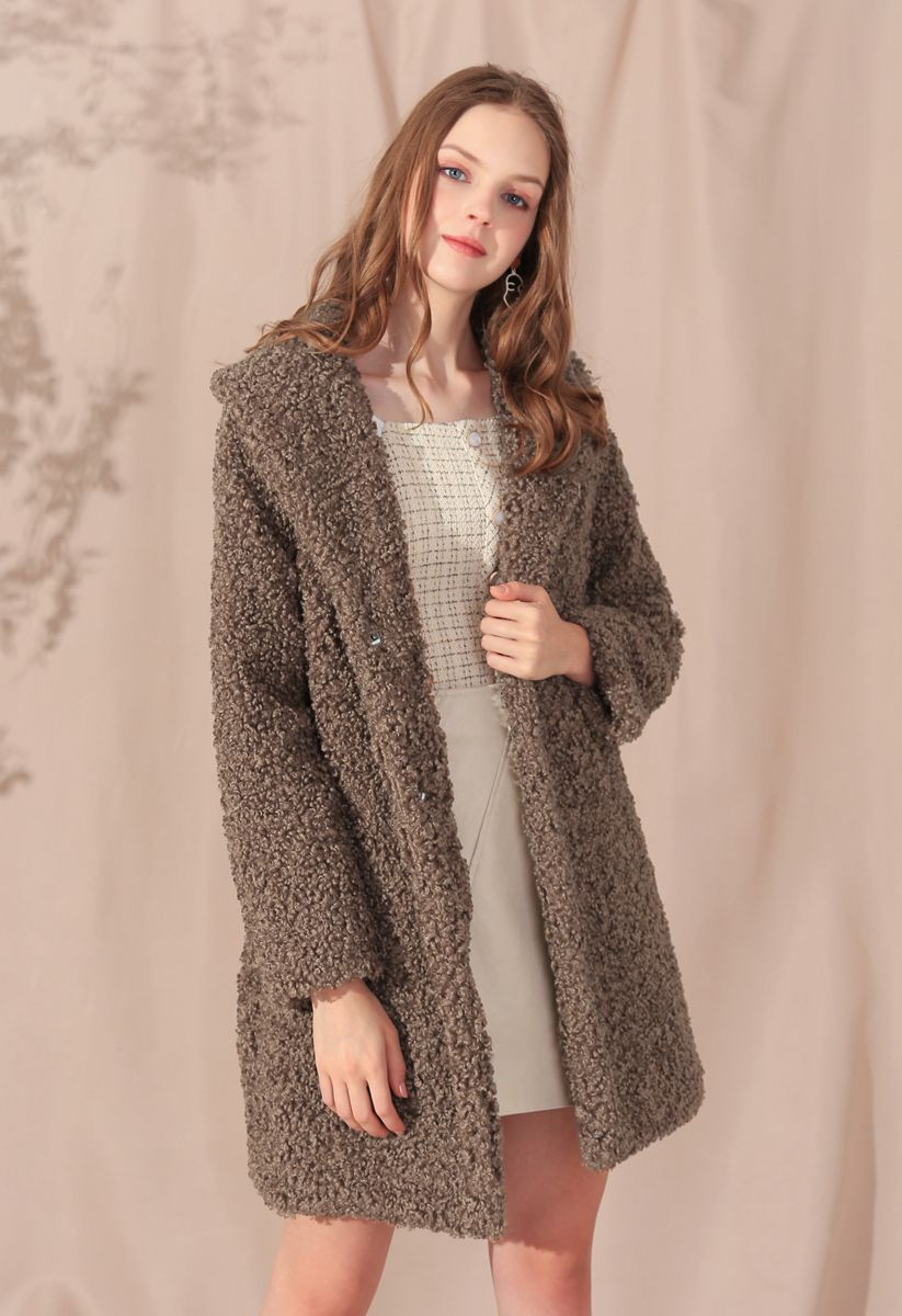 Gefühl von Wärme Faux Fur Longline Coat in Brown | Chicwish