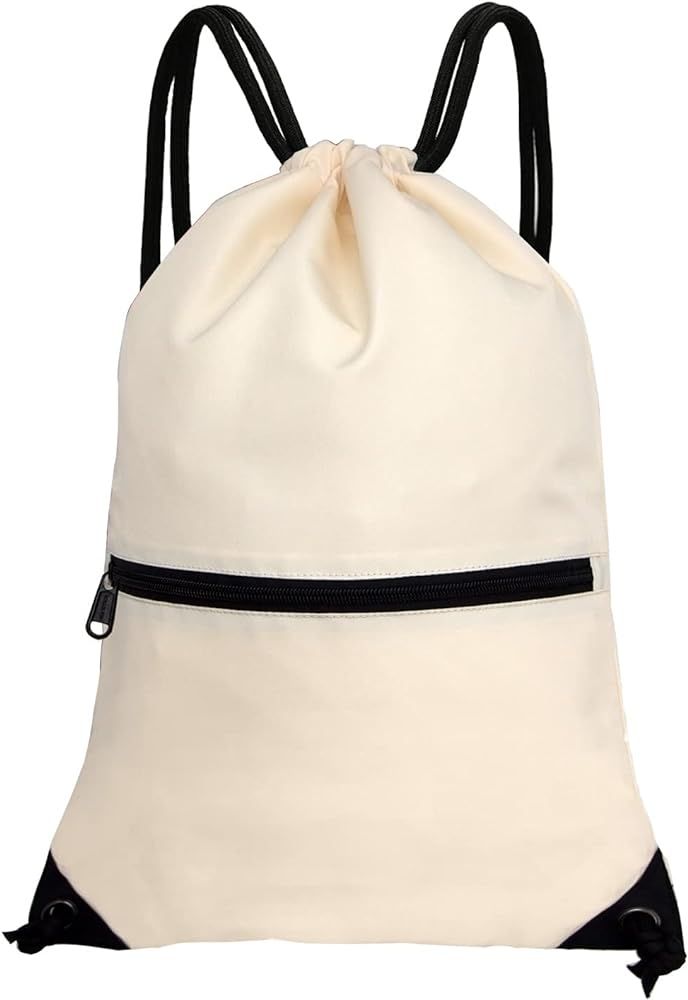 Amazon.com: HOLYLUCK Men & Women Sport Gym Sack Drawstring Backpack Bag-Beige : Clothing, Shoes &... | Amazon (US)