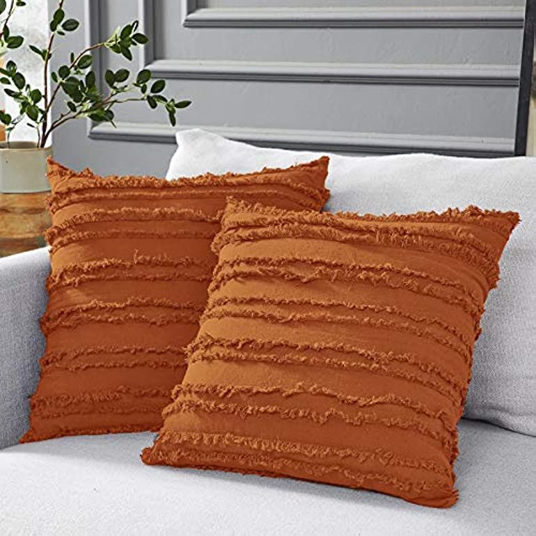 Longhui bedding Burnt Orange Throw Pillow Covers for Couch Sofa Bed, Cotton Linen Decorative Pill... | Amazon (US)