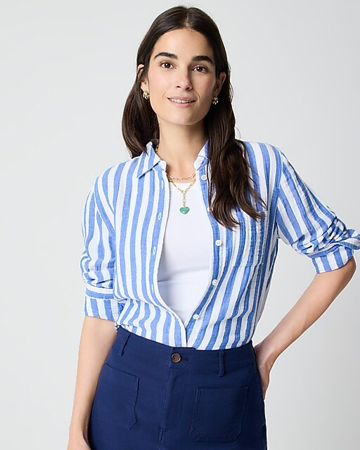 Petite striped gauze button-up shirt | J.Crew Factory