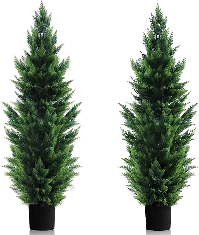 6FT Artificial Topiary Cedar Trees,70 inchTall Outdoor Indoor Faux Pine Shrubs Plants, l Realisti... | Amazon (US)