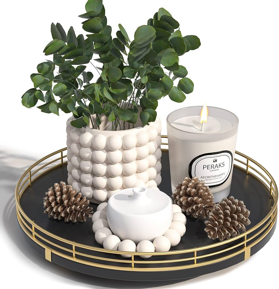 10" Oak Wood Decorative Tray for Home Decor, Tray for Coffee Table Decor Perfume Nightstand Vanit... | Amazon (US)