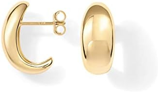 PAVOI 14K Gold Plated 925 Sterling Silver Post Huggie Earrings | Gold Dome Huggie Hoop Earrings f... | Amazon (US)