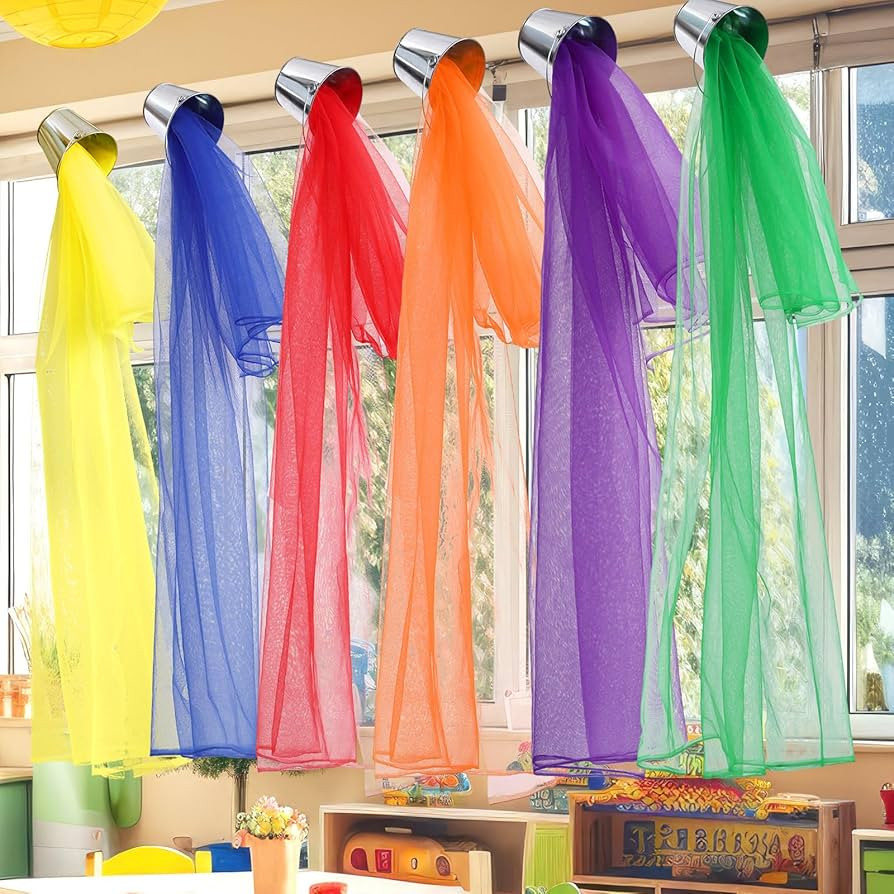 6 Sets Art Paint Party Decoration Back to Classroom Rainbow Sheer Curtains Colorful Backdrop Firs... | Amazon (US)
