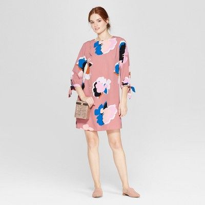 Women's Floral Print Long Sleeve Crepe Dress - A New Day™ Pink | Target