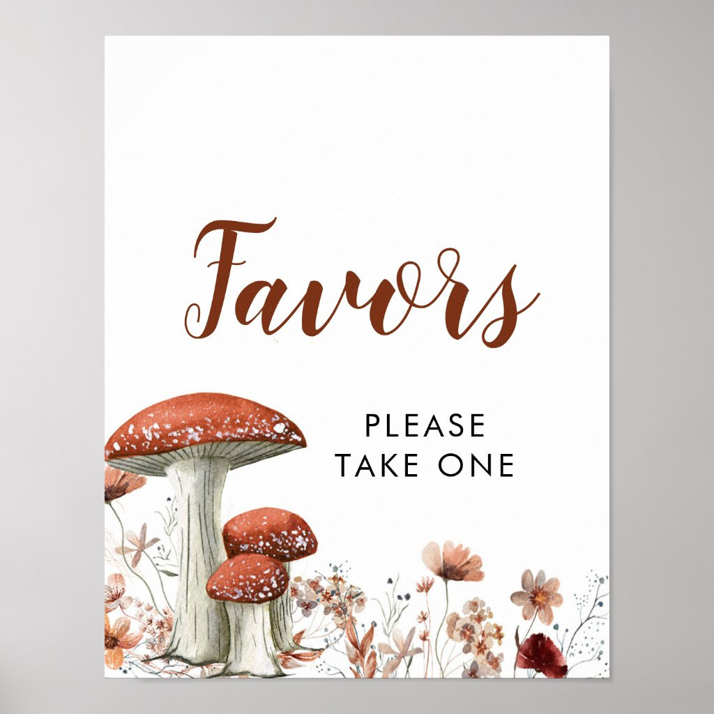 Fall Boho Mushroom Floral Party Favors Poster | Zazzle
