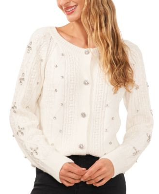 CeCe Women's Cable-Knit Rhinestone Cardigan - Macy's | Macy's