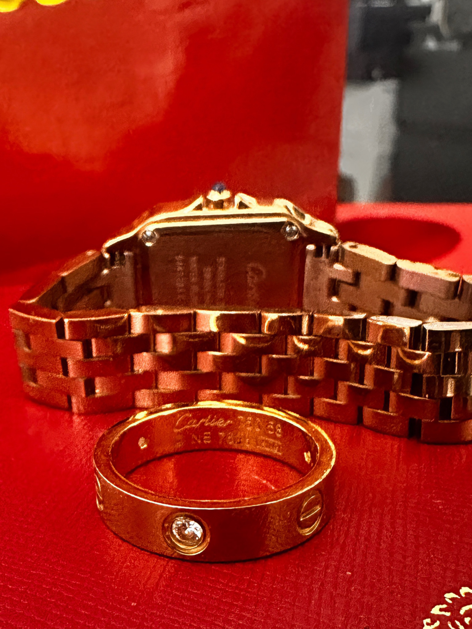 Cartier panthere mini watch and love ring both with diamonds watch in rose gold ring in 18k gold. #fencefinds #jewelry #watches #cartierwatch 

#LTKcanada #LTKmodest #LTKstyletip