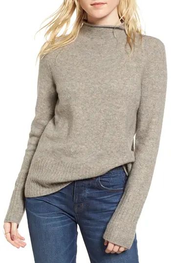 Women's Madewell Inland Rolled Turtleneck Sweater, Size Medium - Grey | Nordstrom