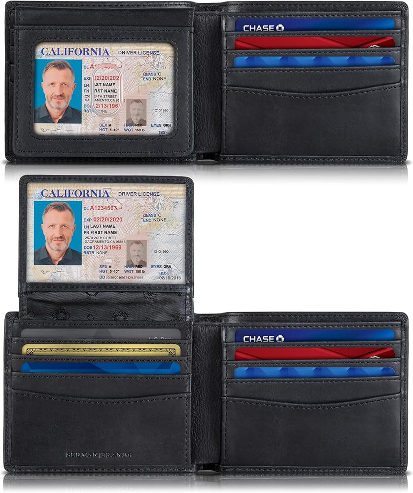 SERMAN BRANDS 2 ID Window Wallet for Men RFID Blocking Leather, Bifold Top Flip, Extra Capacity T... | Amazon (US)