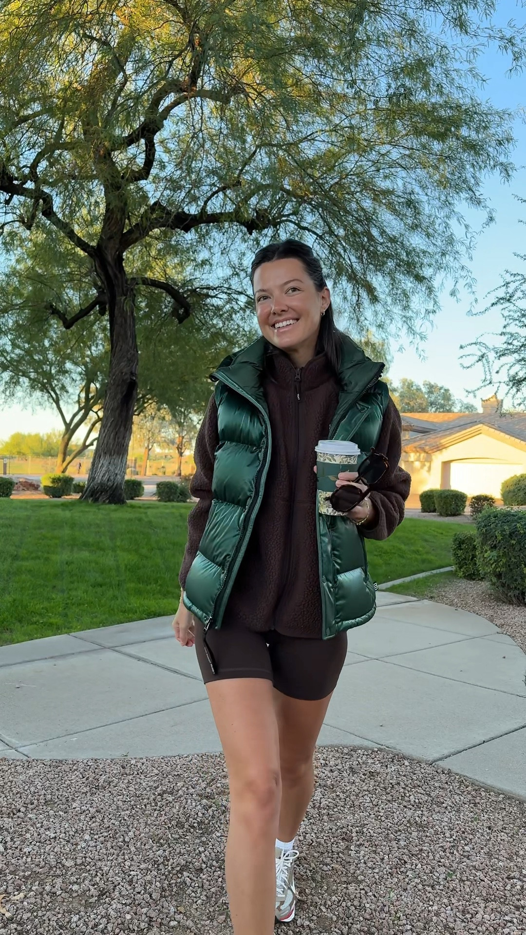 Morning walk outfit! I’m 5’7” wearing my usual size small in the fleece jacket and vest. Size small in the Amazon workout set as well! 

#LTKActive #LTKStyleTip #LTKSeasonal