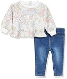 Levi's Baby Girls' Long Sleeve T-Shirt and Denim 2-Piece Outfit Set, Floral/Indigo, 12M | Amazon (US)