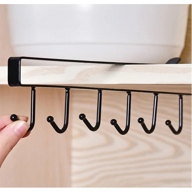 Qiilu Kitchen Storage Rack Hanger Cup Holder Cupboard Shelf Hanging Hook Wardrobe Organizer Utens... | Walmart (US)