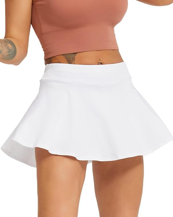Feazac Women Pleated Tennis Skirt with Shorts High Waisted Workout Athletic Golf Skort Skirt with Po | Amazon (US)