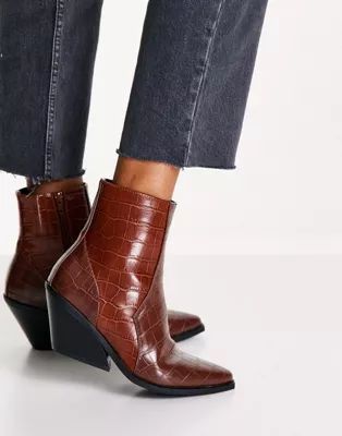 Only western boot with block heel in brown | ASOS (Global)