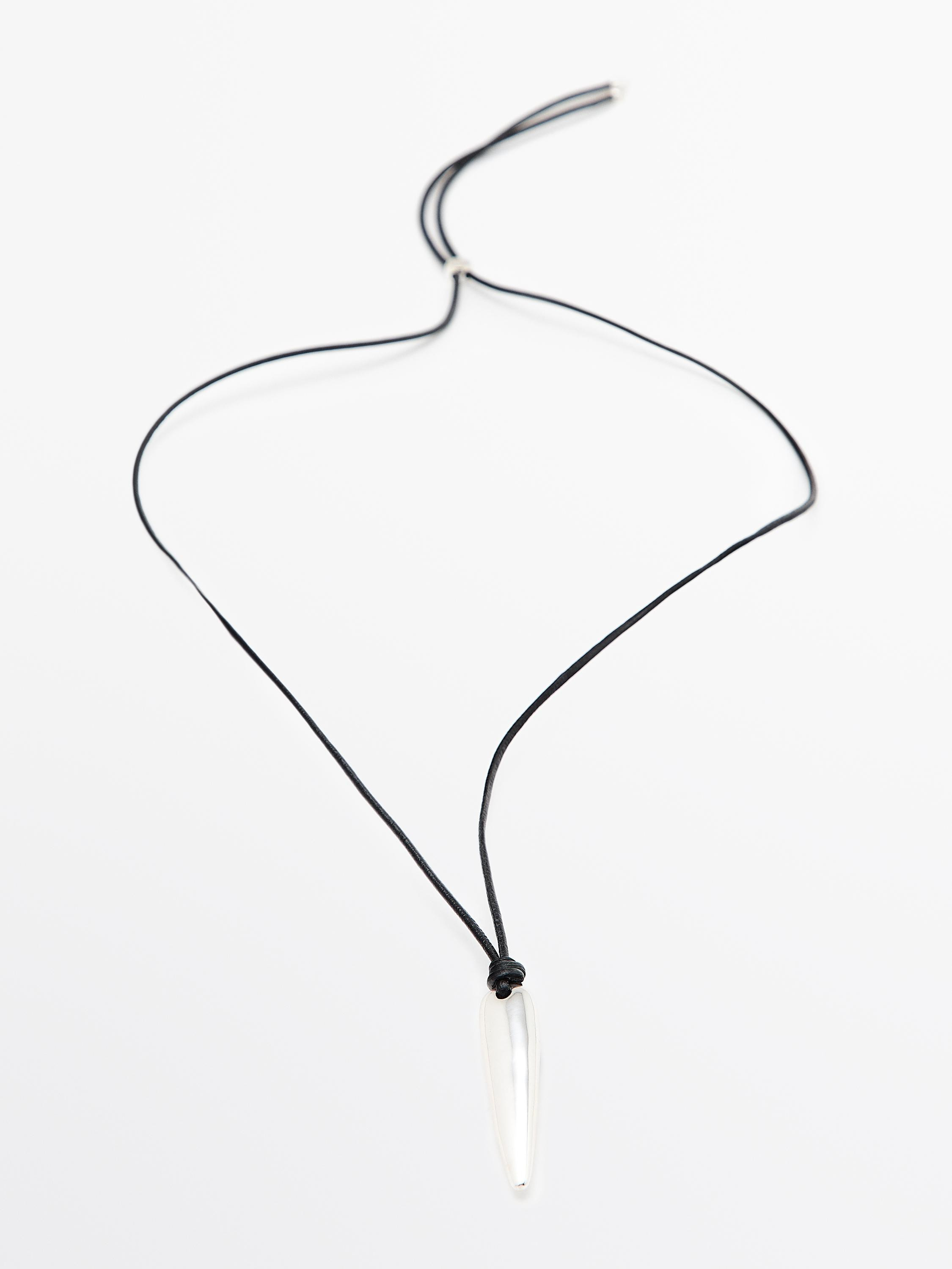 Leather cord necklace with pendulum pendant | Massimo Dutti UK