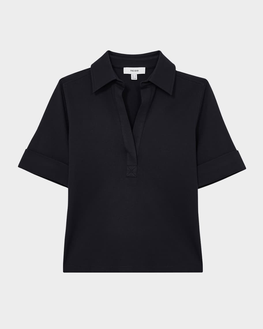 Reiss Astrid Open-Collar Polo Shirt | Neiman Marcus