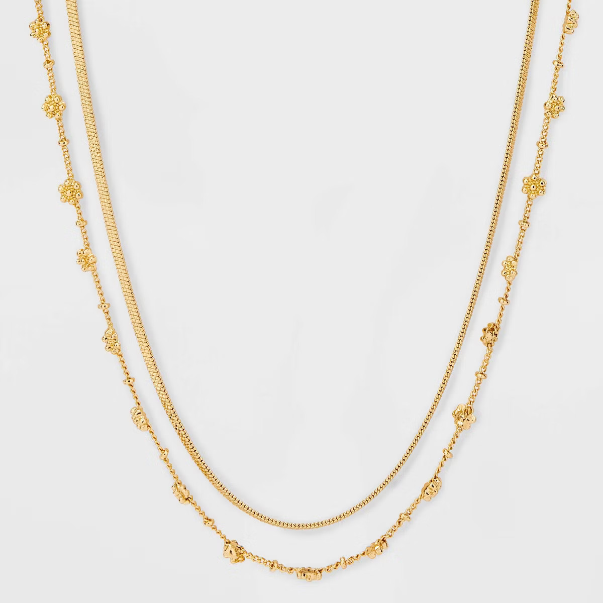 Floral Stationed Layered Necklace - Universal Thread™ Gold | Target