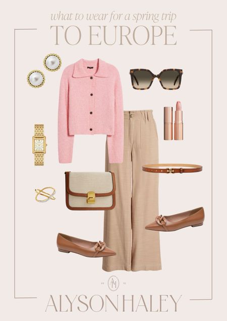 Spring trip to Europe outfit idea. I love this pink cardigan! Pair it with wide leg pants and loafers for a classic European look. 

#LTKstyletip #LTKSeasonal #LTKtravel