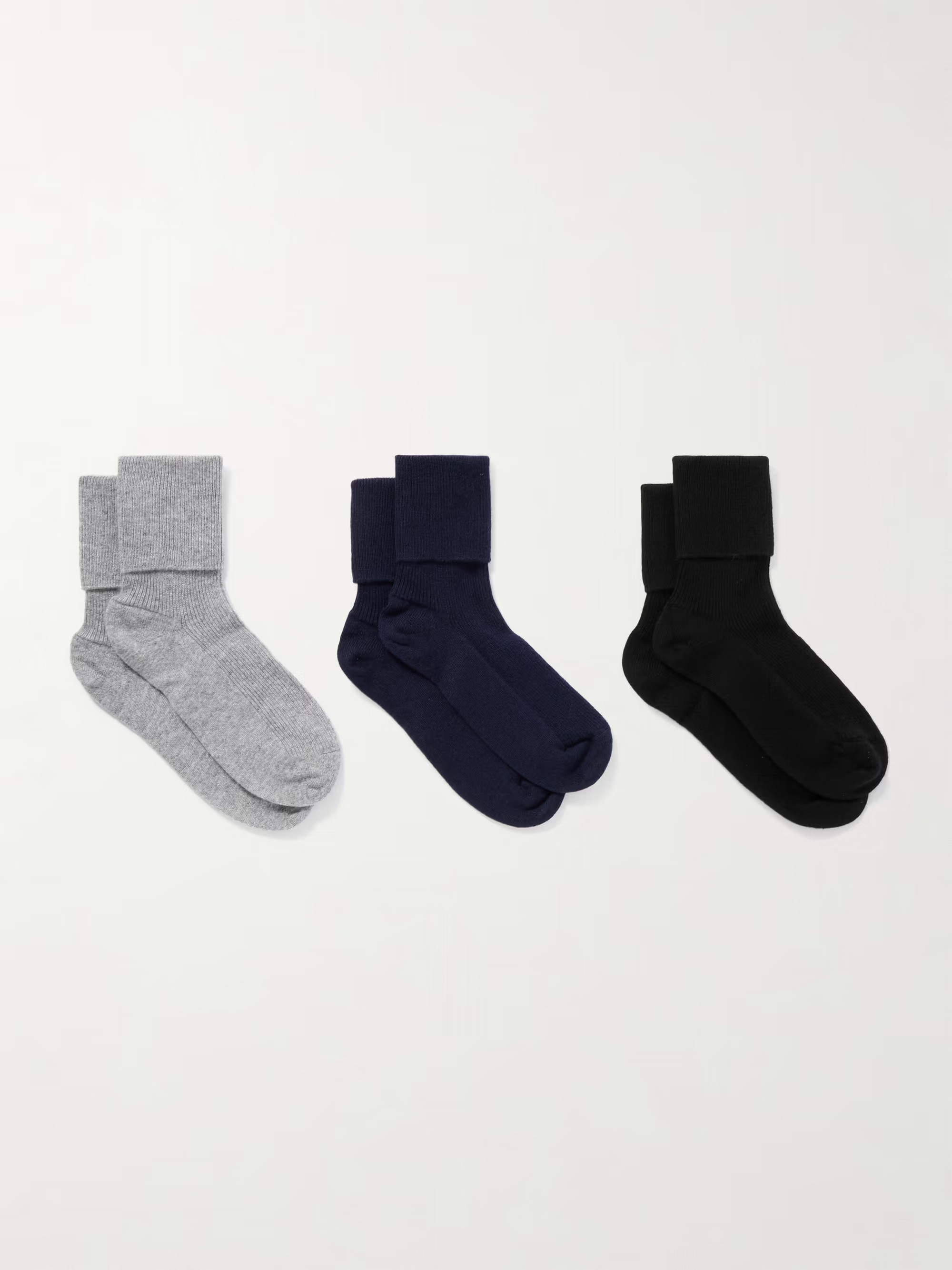 Set of three ribbed cashmere-blend socks | NET-A-PORTER (US)