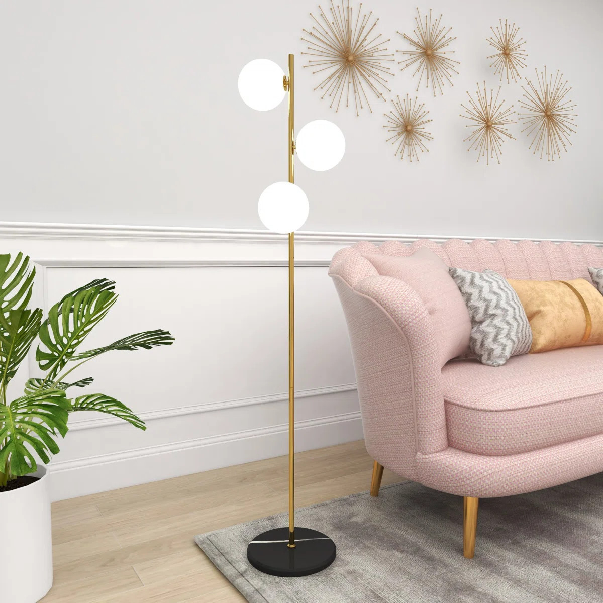 Contemporary Glam Gold Torchiere Floor Lamp | Wayfair North America