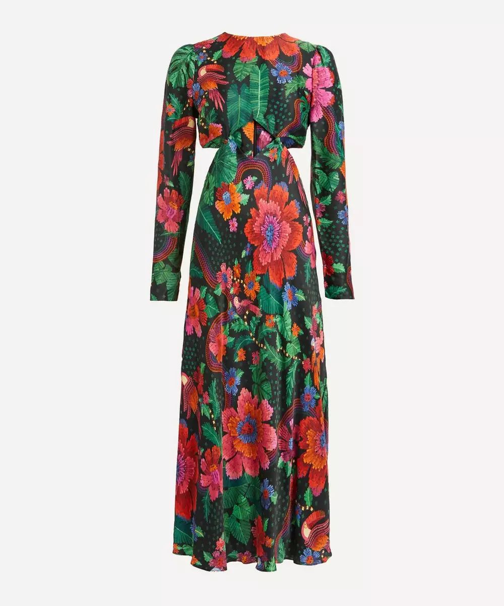 Black Blooming Garden Cut-Out Midi-Dress | Liberty London (UK)