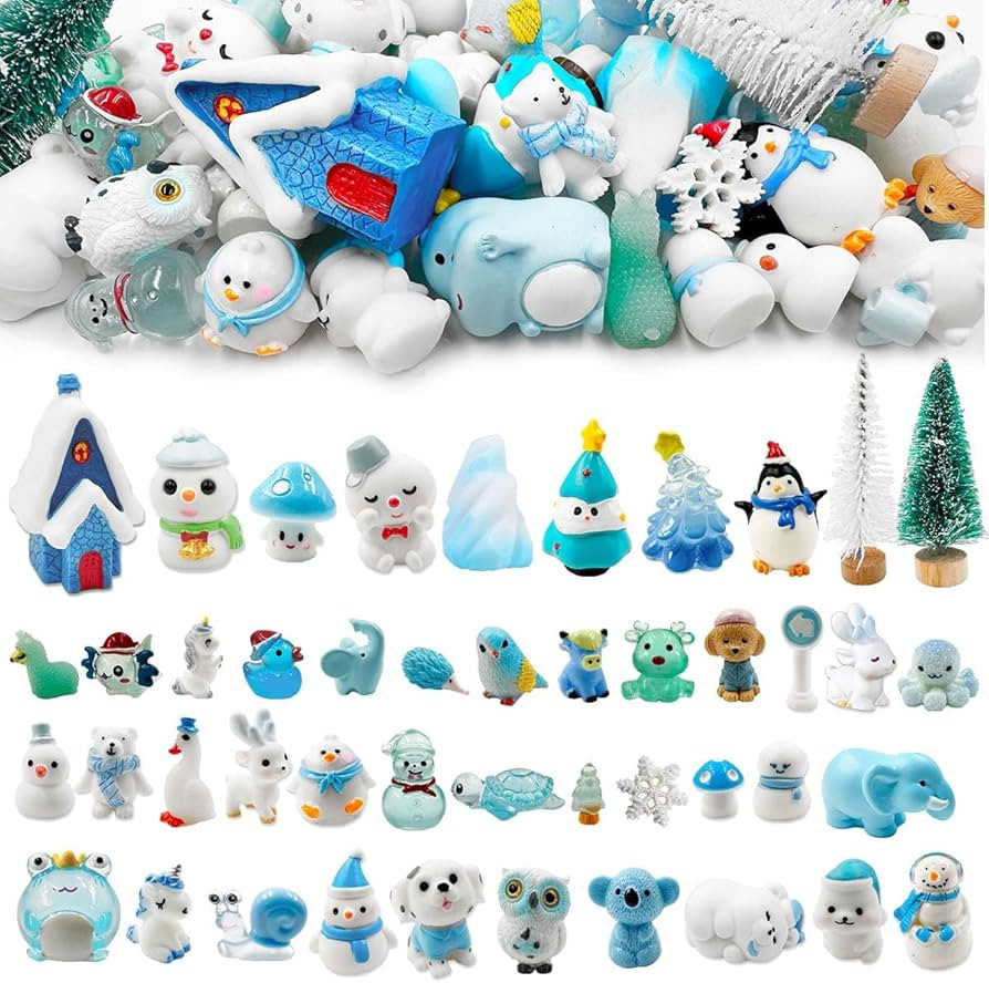 Suartus Christmas Miniature Figurines - 46 Winter Mini Resin Animal Figurines Tiny Christmas Figu... | Amazon (US)
