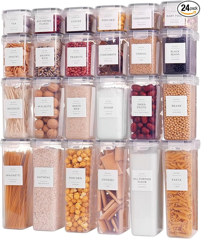 24 Pcs Airtight Food Storage Containers with Lids - Plastic Kitchen Storage Containers with 132 P... | Amazon (US)