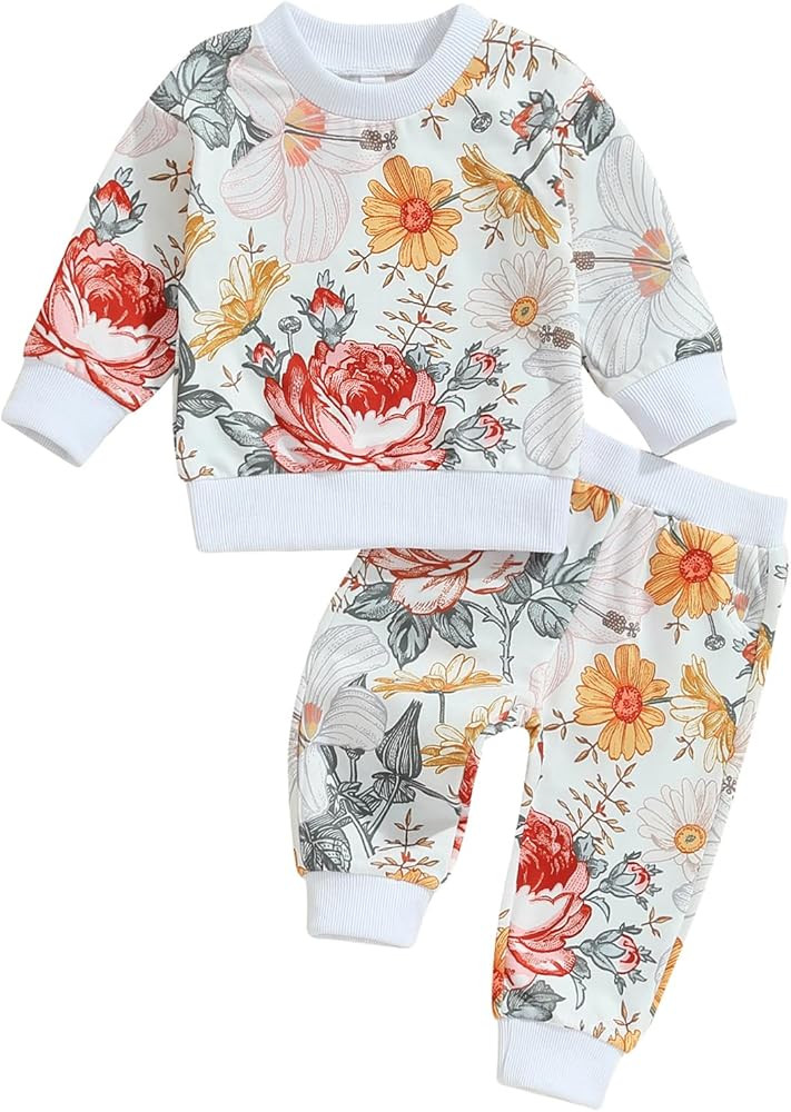 Fernvia Toddler Baby Girl Clothes 3 6 9 12 18 24 Months Fall Outfits Solid Long Sleeve Sweatshirt... | Amazon (US)