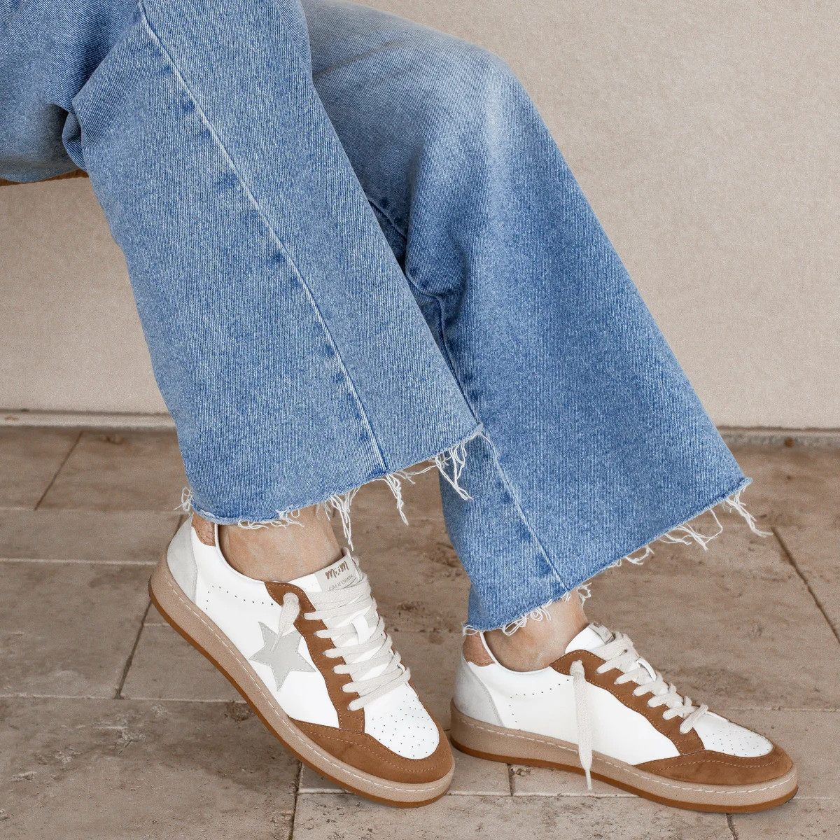 Taupe Vintage Vibe Star Sneakers with Glitter Star | Krush Kandy