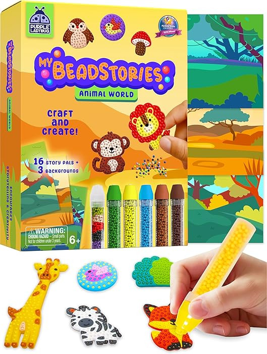 PURPLE LADYBUG Magical Bead Painting for Kids- Animal World Theme Birthday Gift for Boys & Girls ... | Amazon (US)