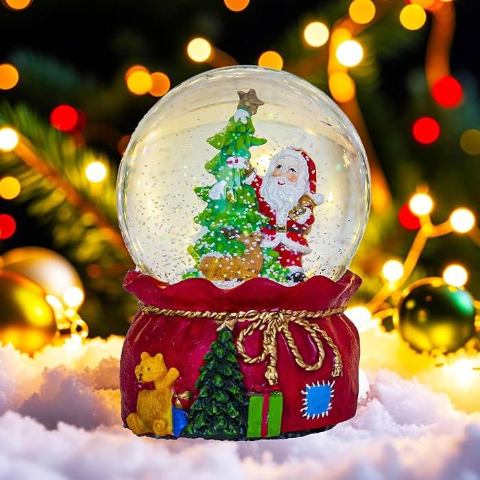 Christmas Glass Snow Globes Glitter Water Globe with Musical Snow Globe Plays We Wish You a Merry... | Amazon (US)
