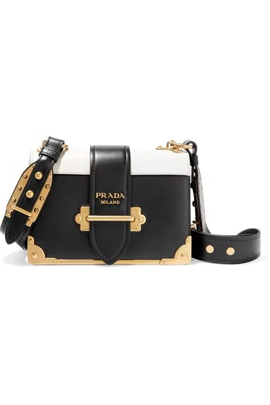 Prada - Cahier Small Two-tone Leather Shoulder Bag - Black | NET-A-PORTER (US)